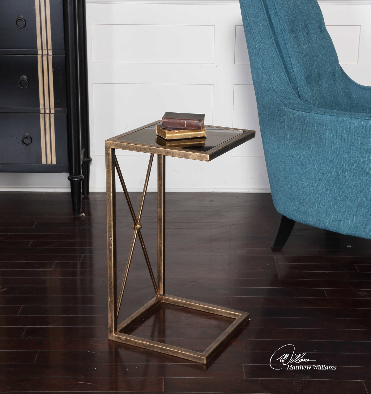 Zafina Gold Accent Table, Side & End Table by Uttermost, 13" width x 25" height x 13" depth View 4