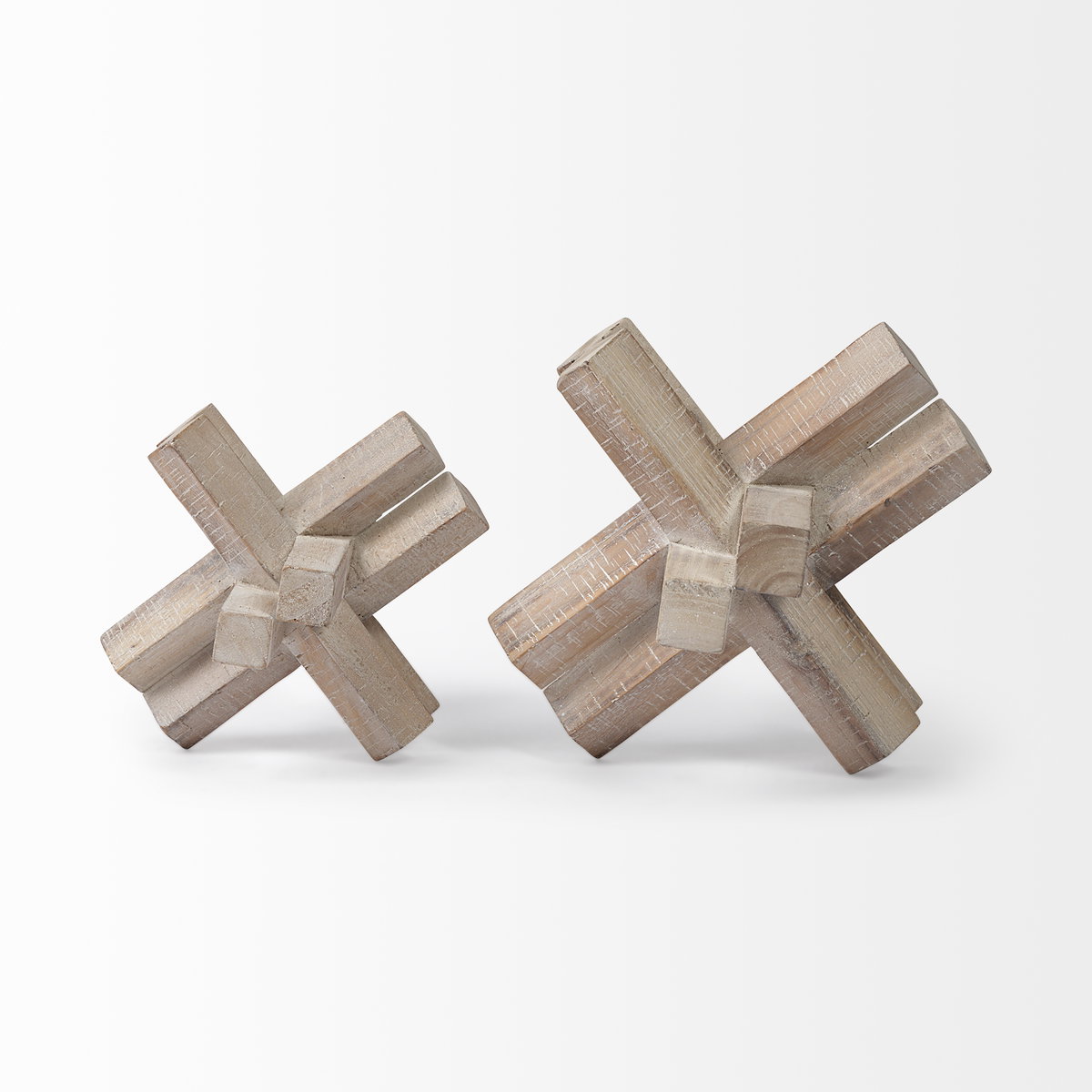 Vega II (Large) 7L x 7W Natural Wood Jack Object, Decorative Object by Mercana, 7.09" length x 7.09" width x 5.71" height View 5