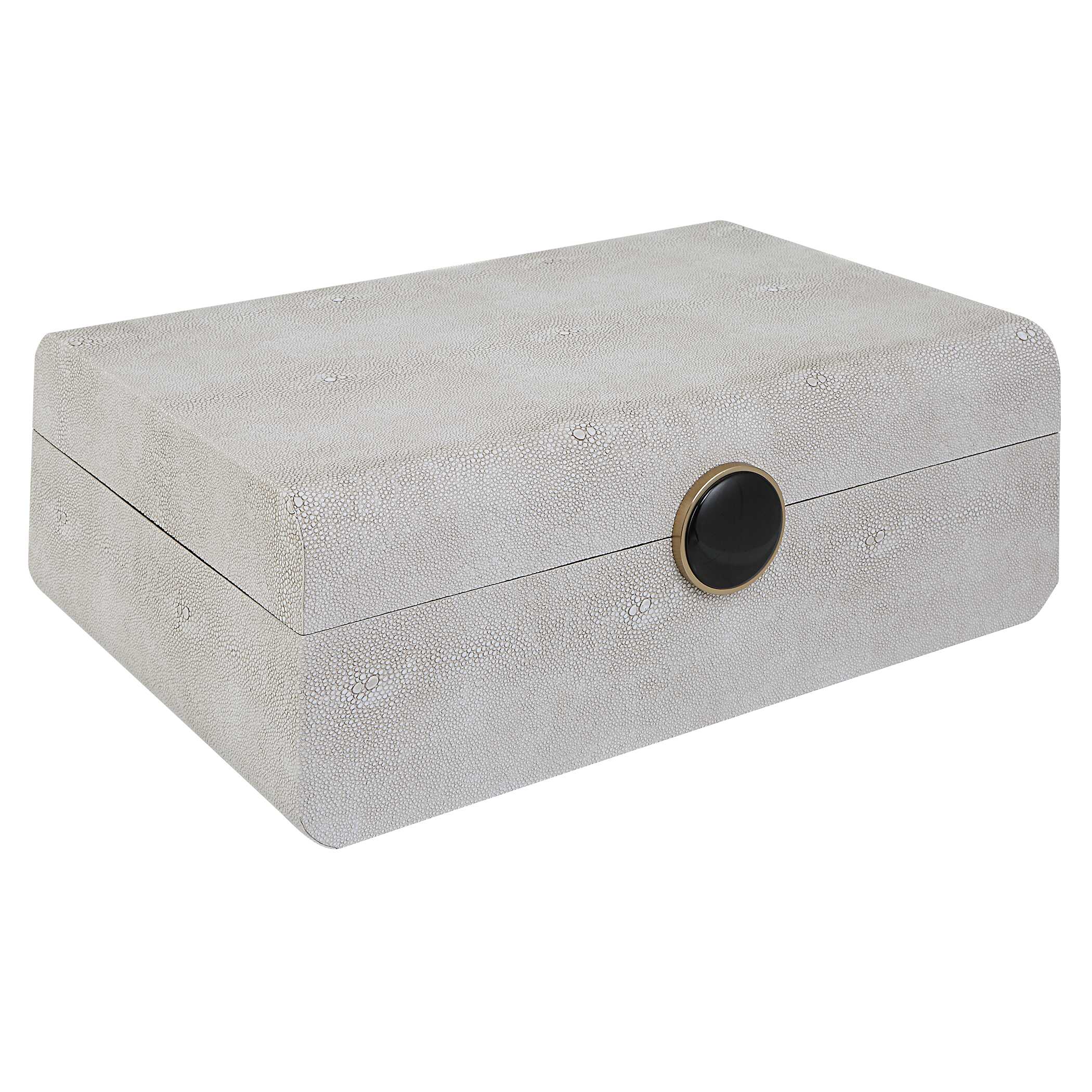 Lalique White Shagreen Box, Decorative by Uttermost, 12.87" width x 4.5" height x 9" depth View 3