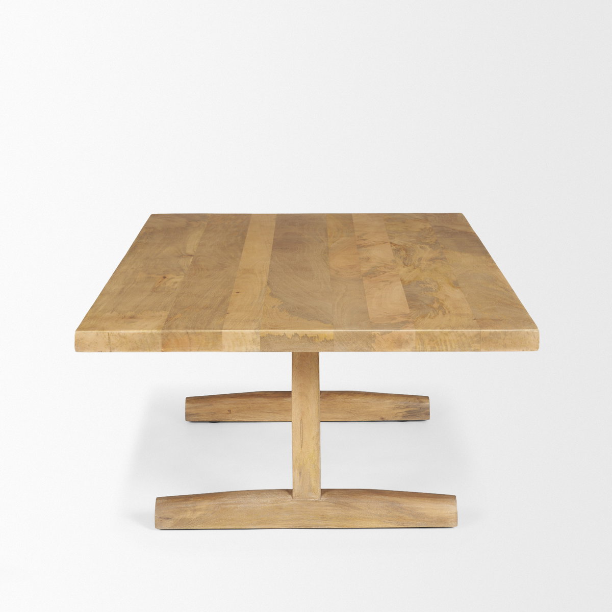 Viktor 55'L Light Brown Solid Wood Coffee Table, by Mercana, 55" length x 30" width x 17" height View 5