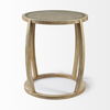 Hubbard I 22L x 22W Light Brown Wood Round Top with Glass Accent Table, Side & End Table by Mercana, 22.05" length x 22.05" width x 26.18" height thumbnail 2