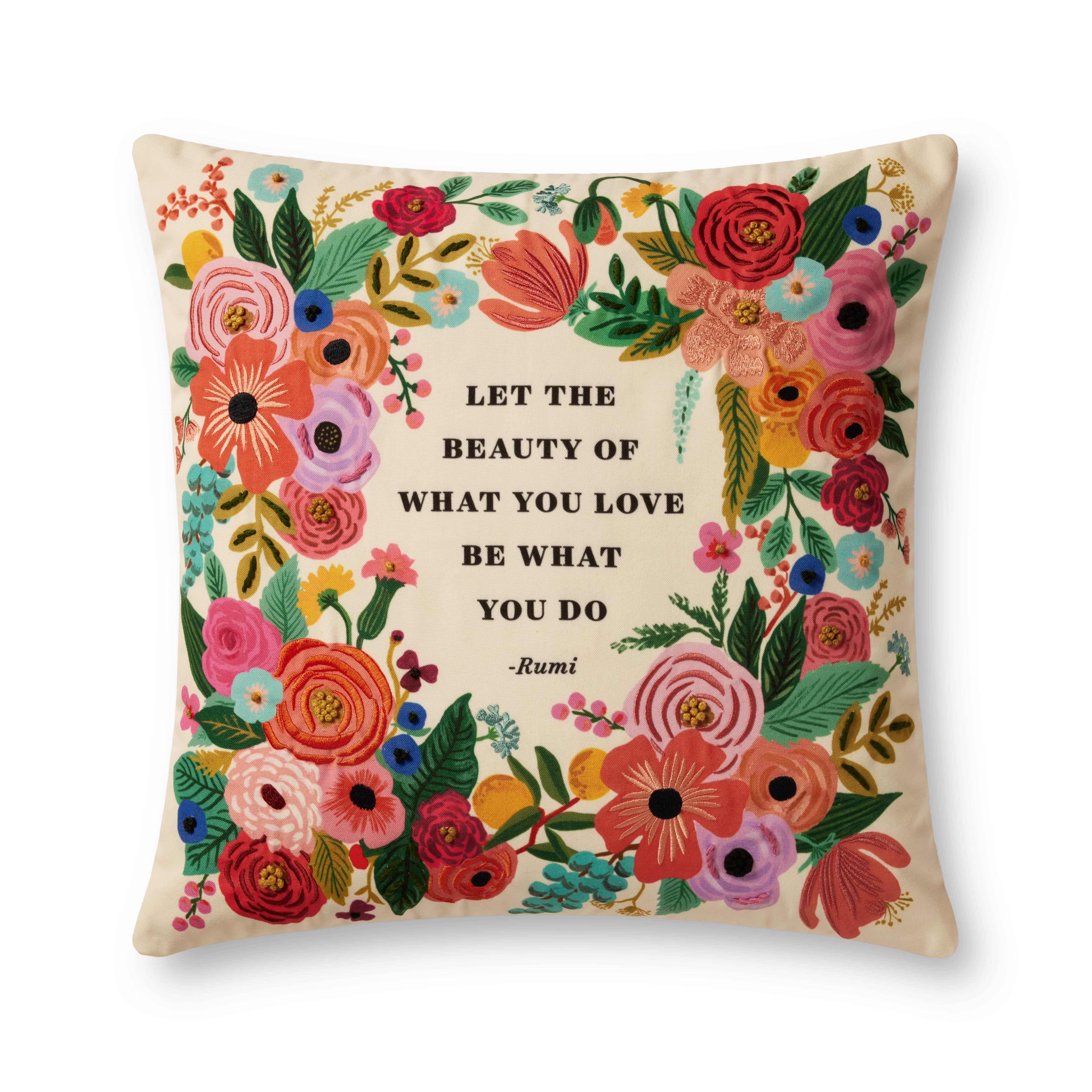 Rifle Paper Co. x Loloi Pillows Pillow, Decorative Pillow, 22" length x 22" width