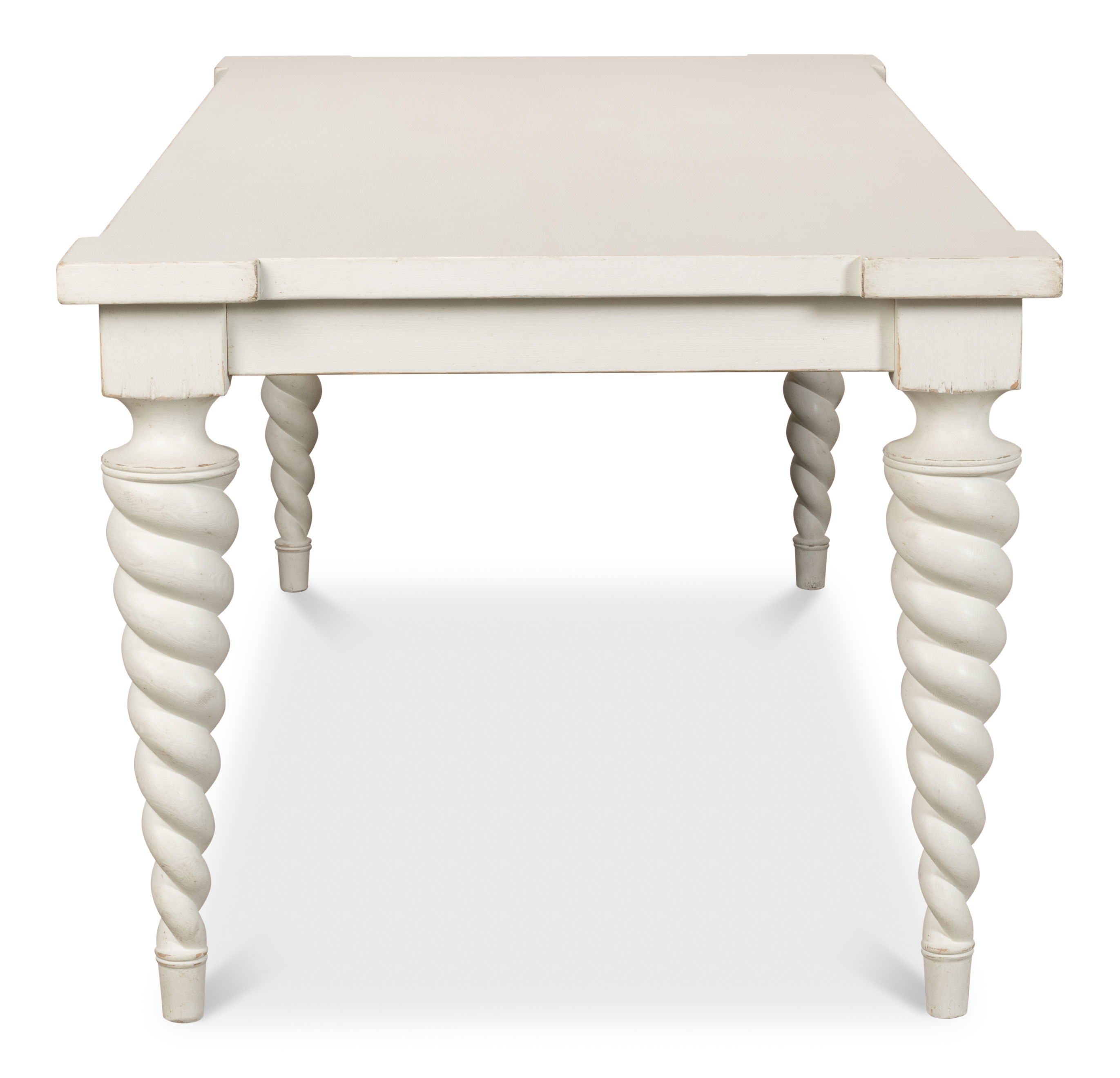 Teagan Dining Table, Antique White, by Sarreid, 85" length x 37" width x 30" height View 3