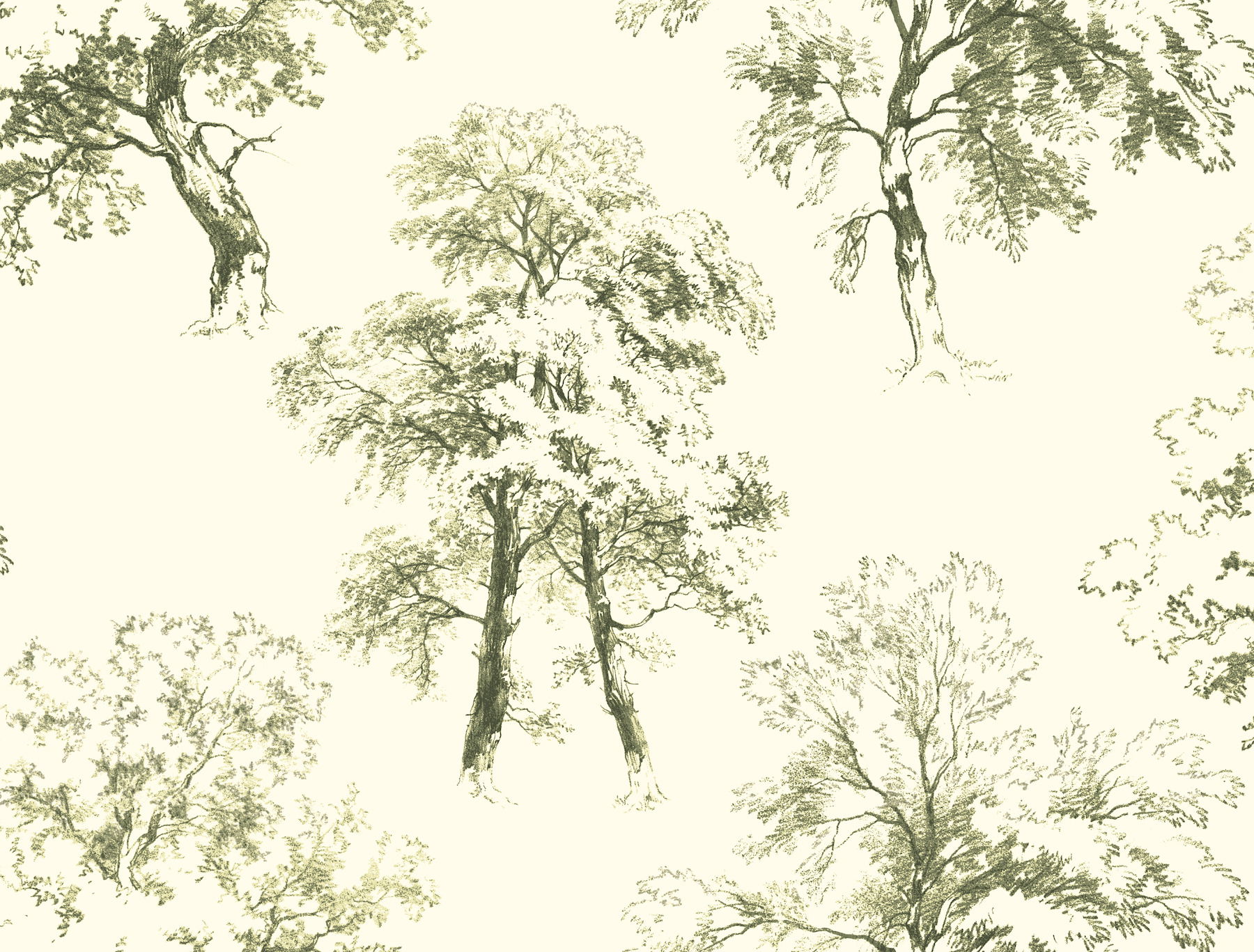 Deciduous Green & White Wallpaper large image 
