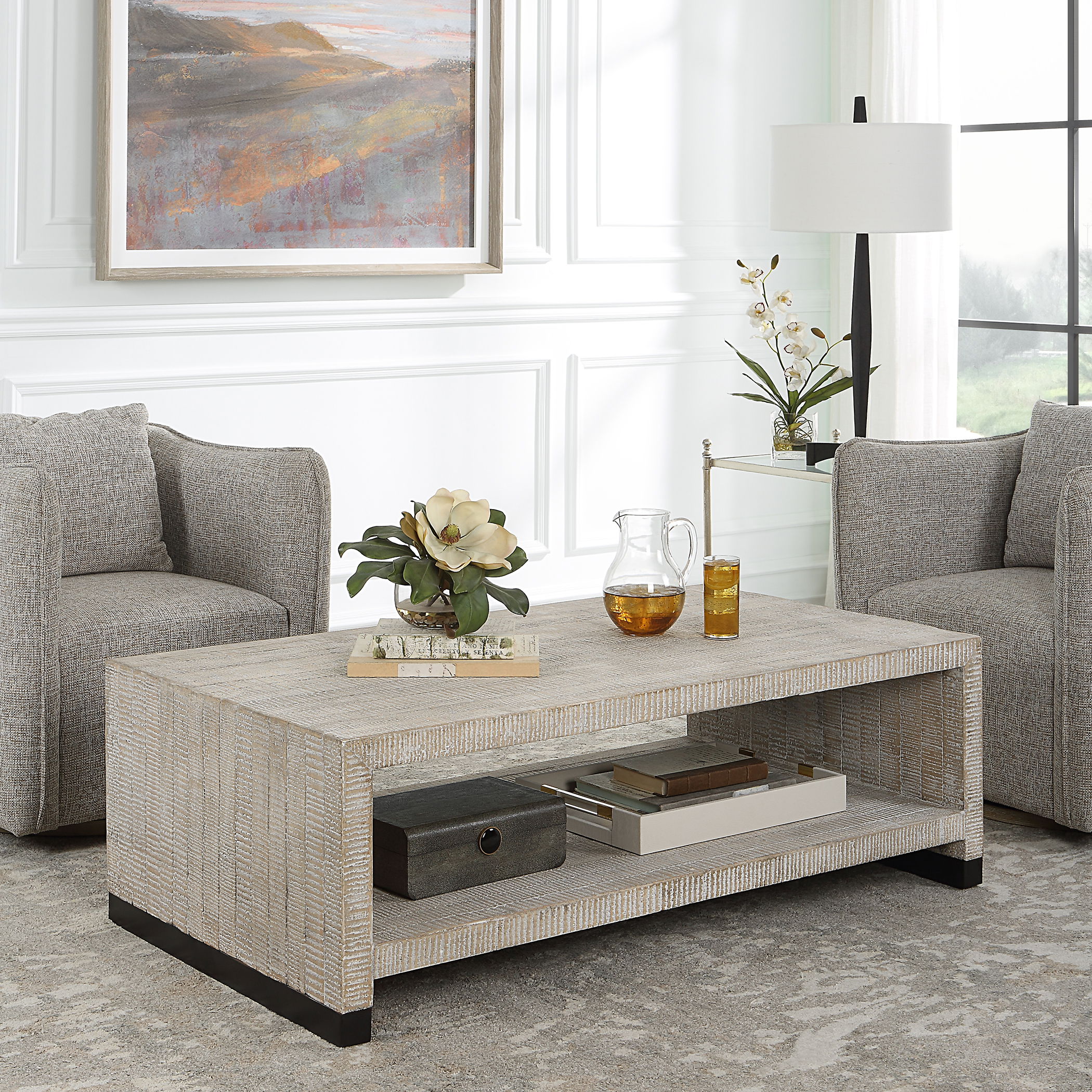 Bosk White Washed Coffee Table large image 