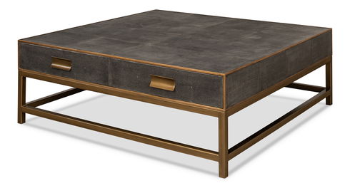 Gideon Shagreen Sq.Coffee Table,Ant.Grey