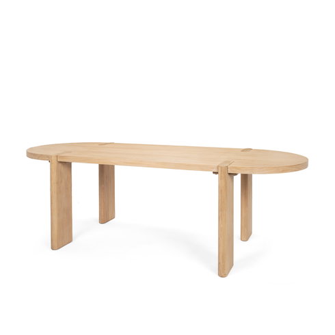 Sohan 91"L x 38"W Oval Dining Table | Light Brown Wood | Seats 8