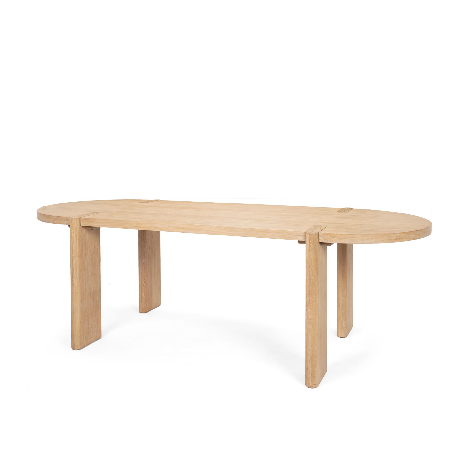 Sohan Light Brown Wood Oval Dining Table, by Mercana, 91" length x 38" width x 30" height View 1
