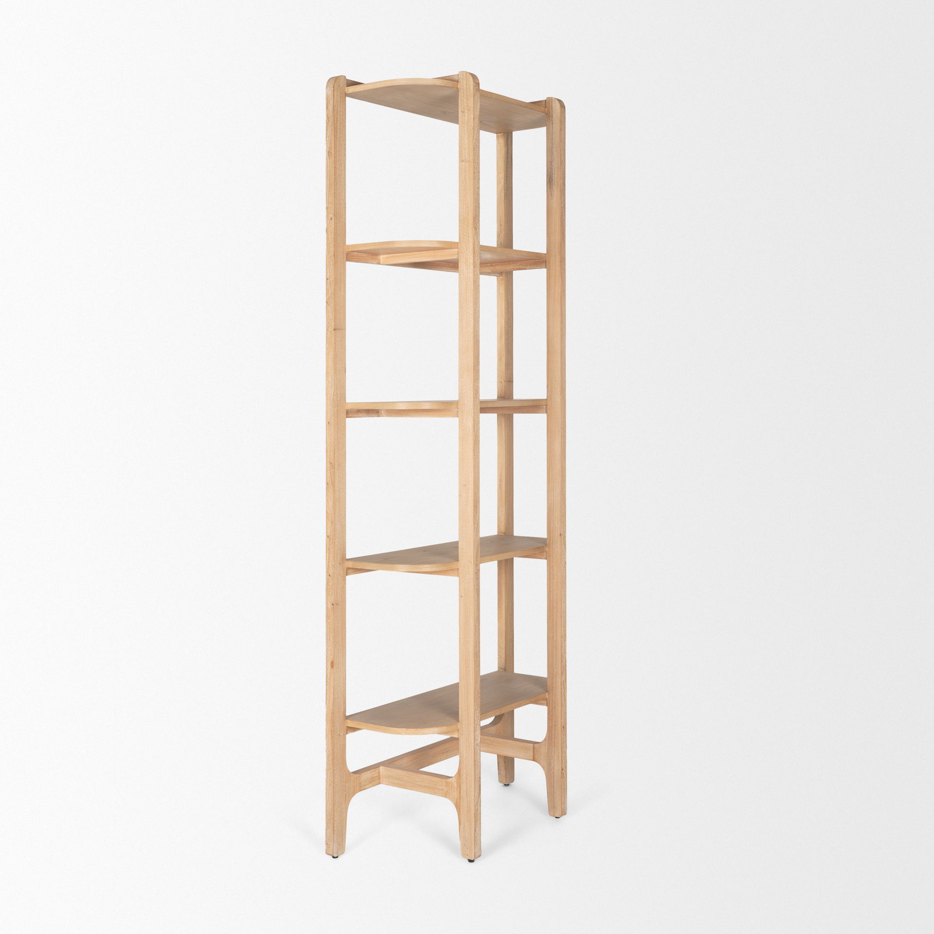 Taylin Light Brown Solid Wood Open Bookshelf, Shelving & Bookcase by Mercana, 33" length x 14" width x 83" height View 8