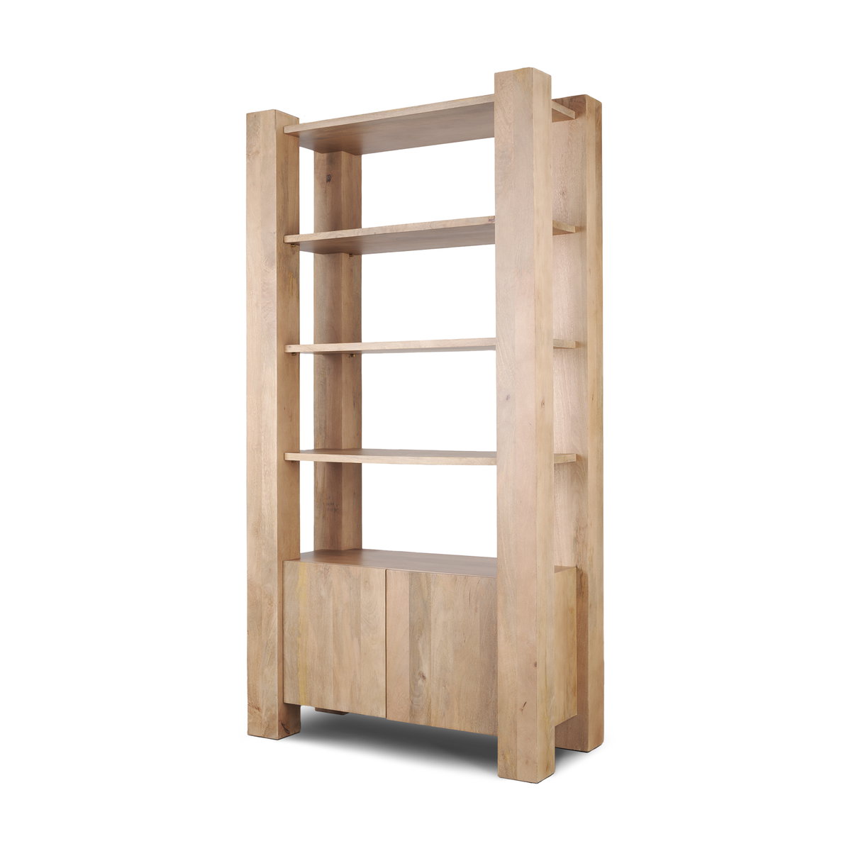 Beth Light Brown Wood with Open and Closed Storage Shelving Unit, Shelving & Bookcase by Mercana, 42" length x 20" width x 82" height View 1