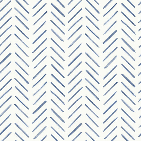 Painted Herringbone Navy Wallpaper