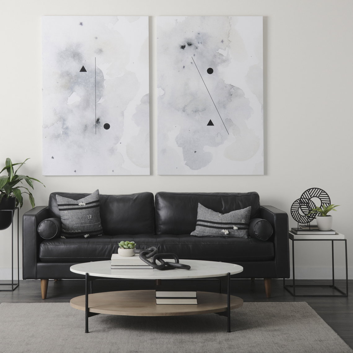 Micra  Matte Black Metal Decorative Object on a Stand, by Mercana, 11.02" length x 2.99" width x 13.39" height View 4