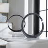 Orbits Black Ring Sculptures Set/2, Figurines & Statue by Uttermost, 14.25" width x 14" height x 2" depth thumbnail 7