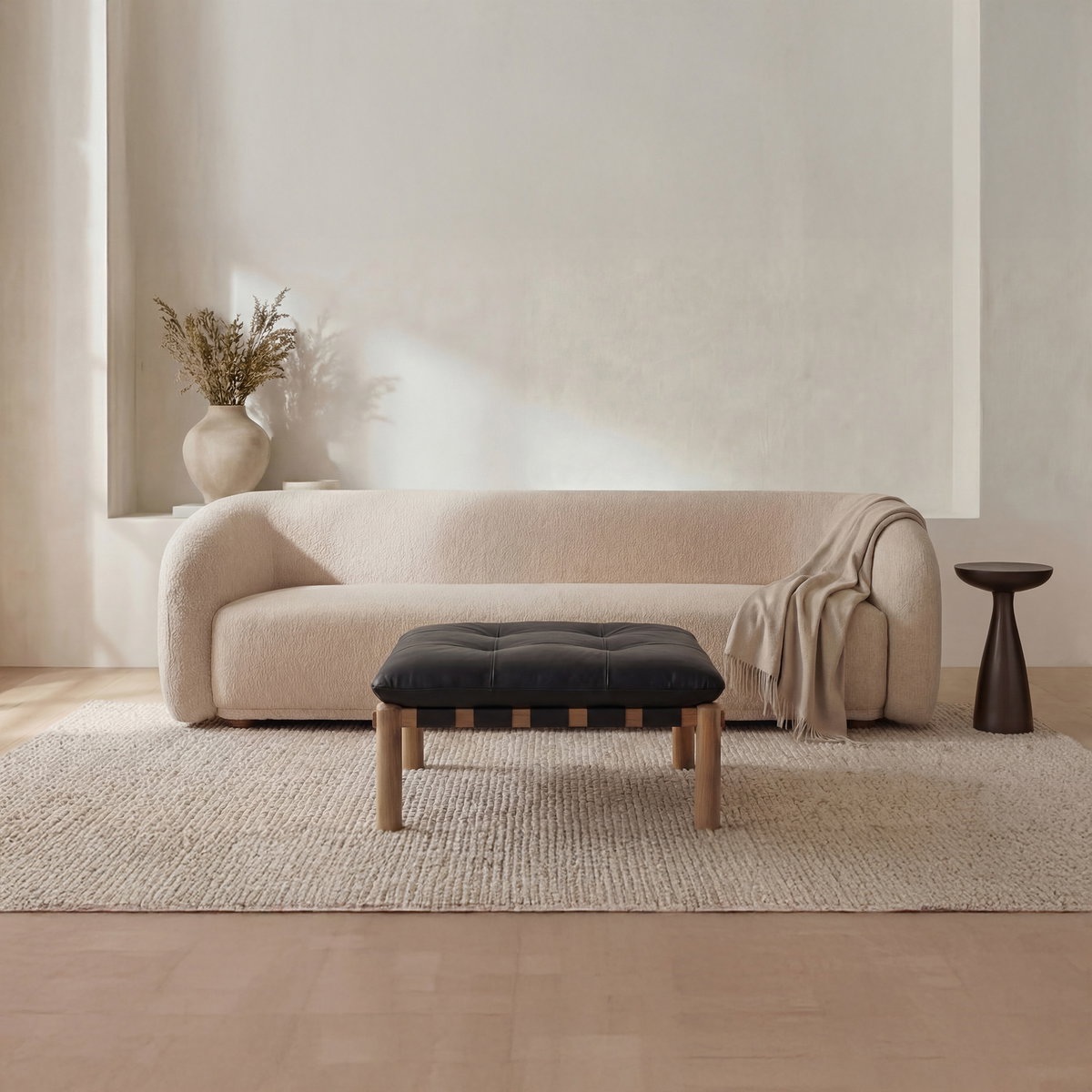 Costello Ottoman Black, by Moe's Home, 37" width x 18" height x 37" depth View 6