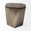 Esagono Octagonal Gold Metal-Clad Reclaimed Wood End/Side Table with Storage, Side & End Table by Mercana, 19" length x 19" width x 21" height thumbnail 7