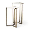 Atticus Marble and Antiqued Gold Metal Nesting Accent Tables (Set of 2), Side & End Table by Mercana, 13.25" length x 13.25" width x 24" height thumbnail 1