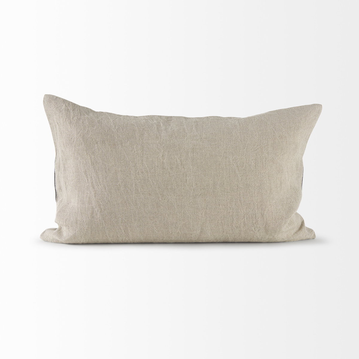 Raquel 13x21 Beige and Black Fabric Plaid Pillow Cover, Decorative Pillow by Mercana, 13" length x 21" width x 0.2" height View 4