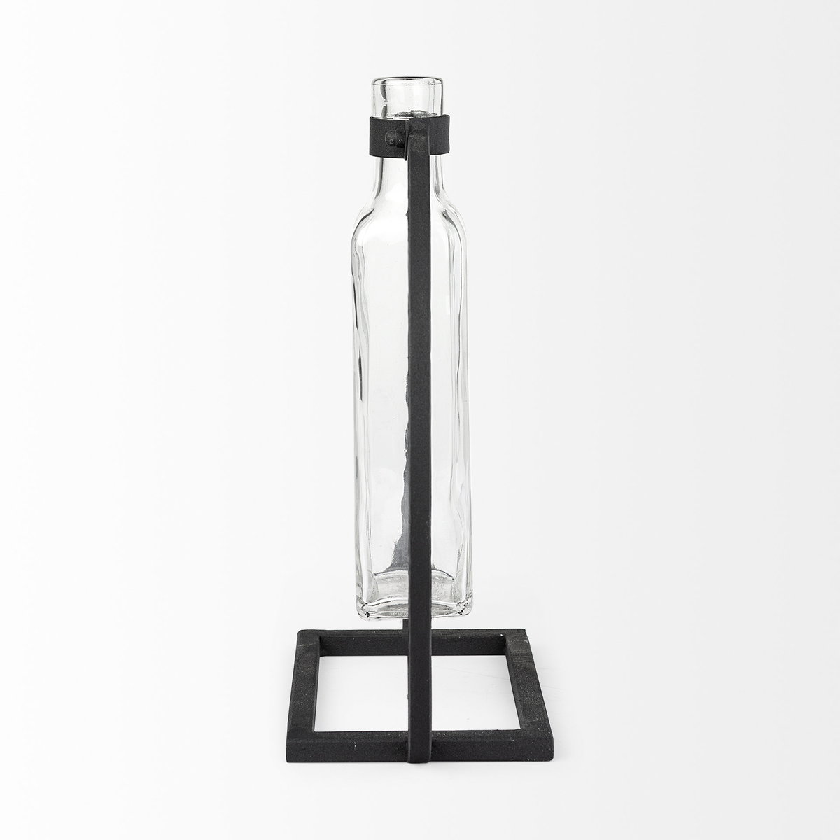 Monica II Tall Black Metal Glass Bottle Vase, by Mercana, 10.24" length x 3.94" width x 10.04" height View 7