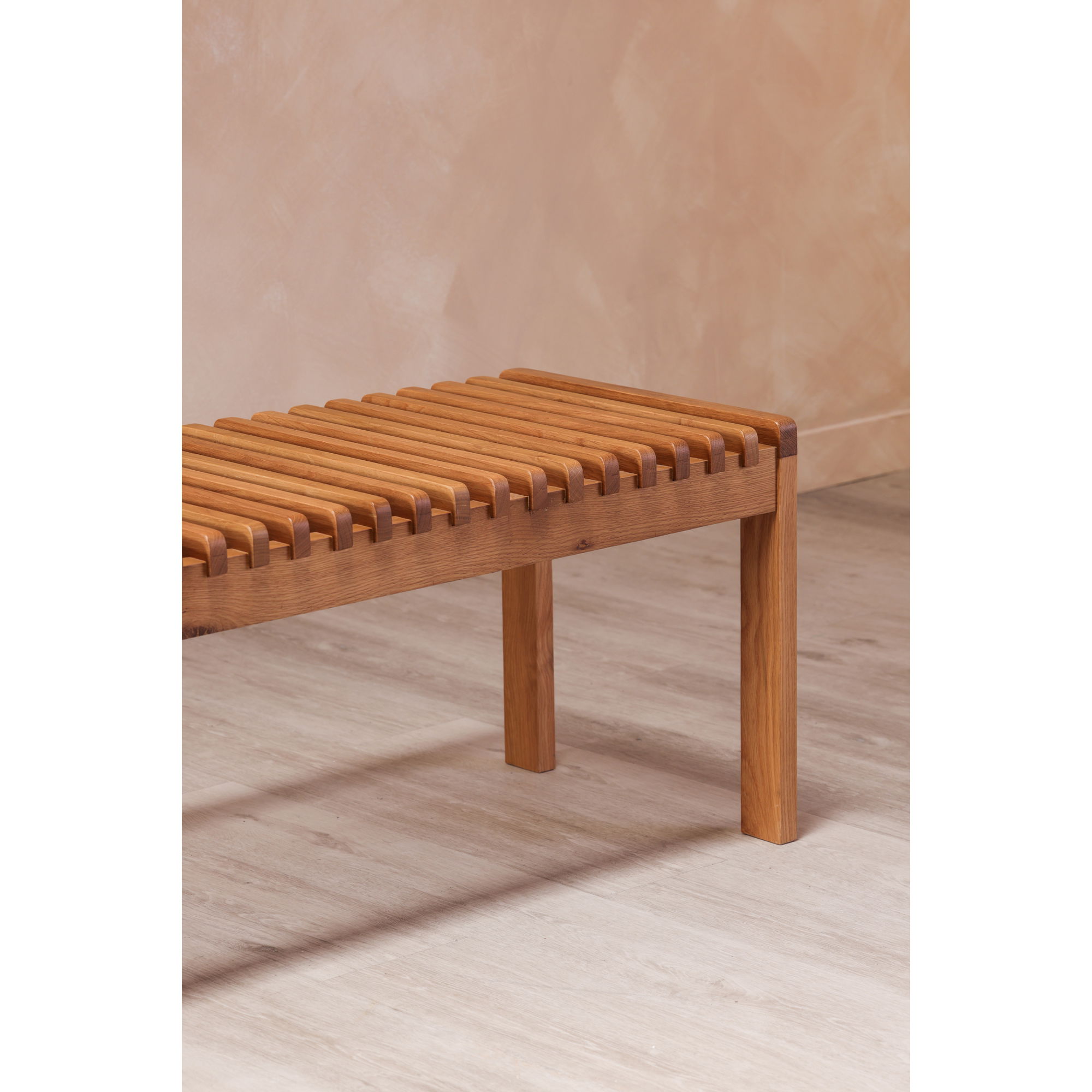 Rohe Bench Natural Oak, Benche by Moe's Home, 60" width x 18.11" height x 17.5" depth View 7