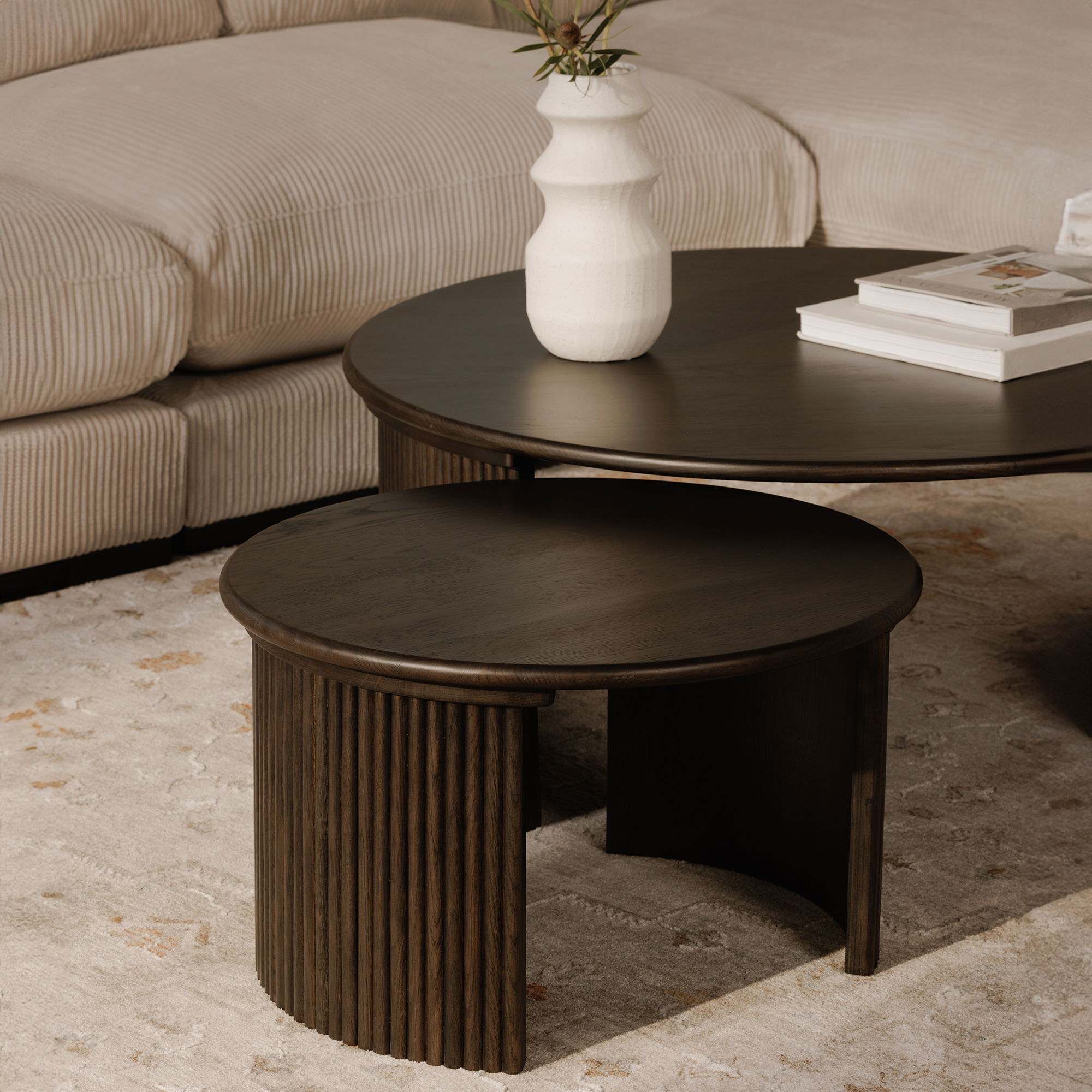 Penny Small Coffee Table Dark Brown, by Moe's Home, 24" width x 13.75" height x 24" depth View 12