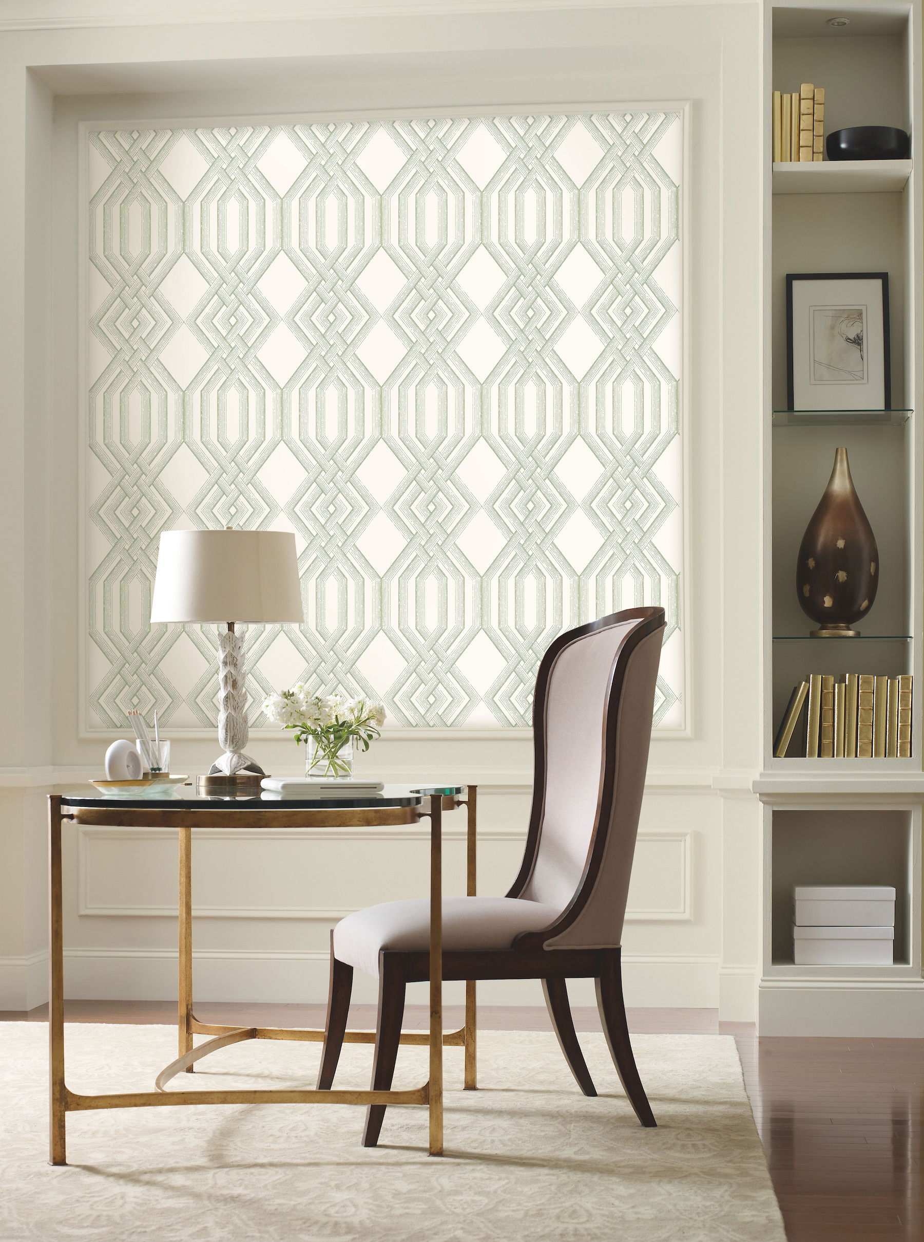 Etched Lattice Green Wallpaper large image 