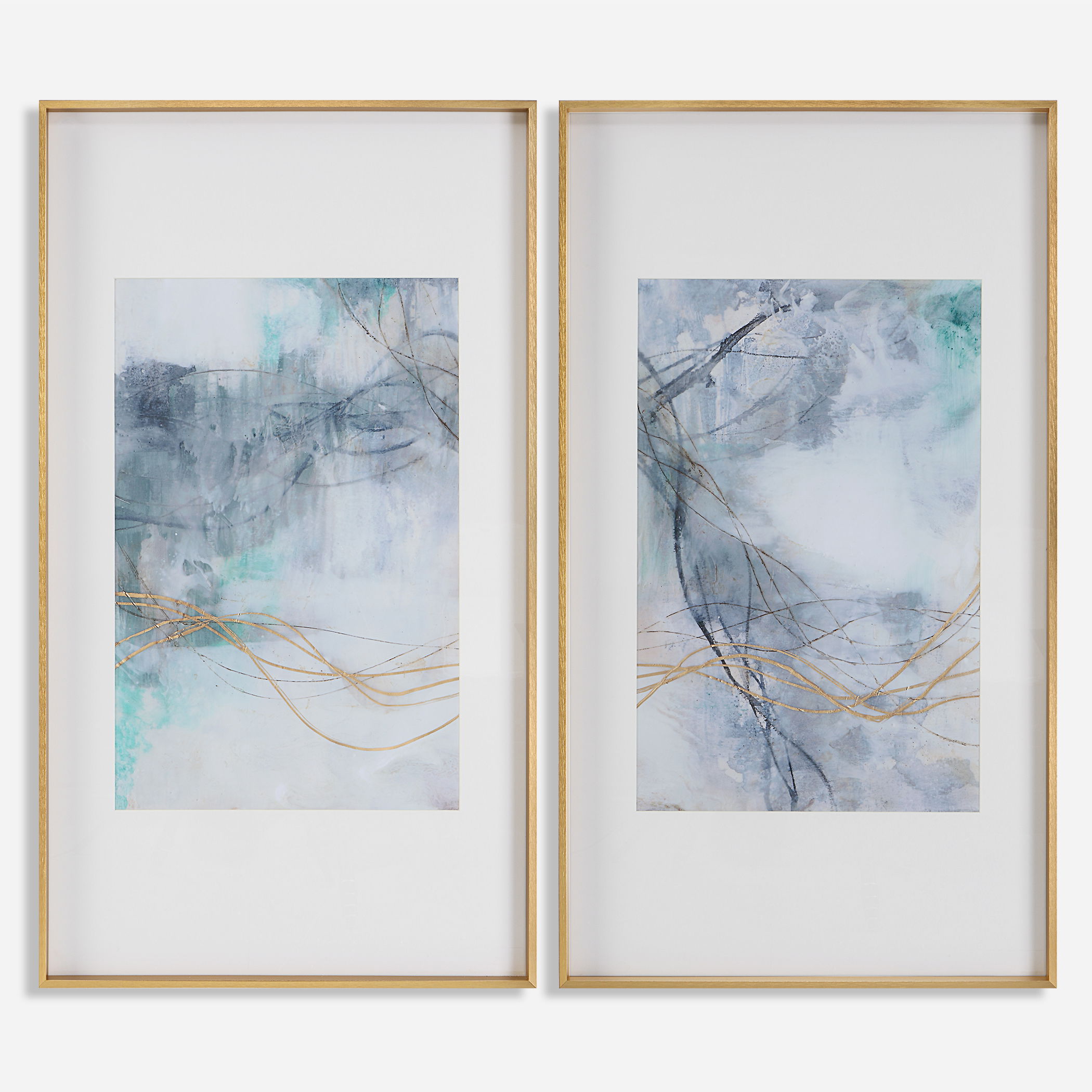 Undulating Oro Abstract Prints, S/2 large image 