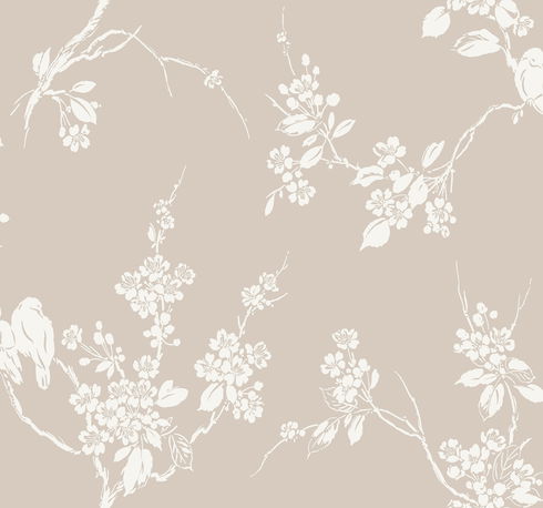 Imperial Blossoms Branch Taupe Wallpaper