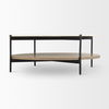 Larkin Marble Top with Brown Wood Shelf Round Coffee Table thumbnail 3