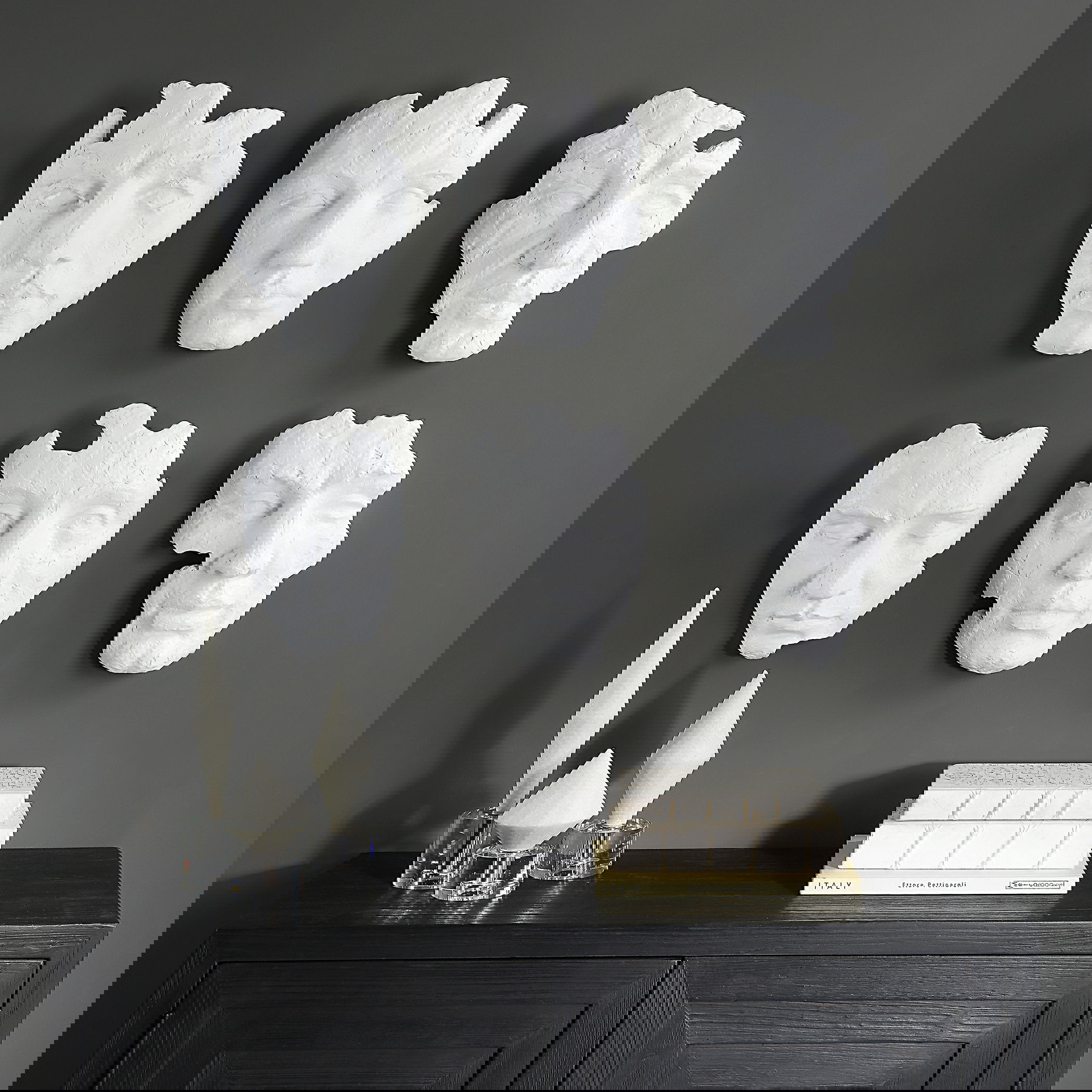 Self-Portrait White Mask Wall Decor Set/6, Sculptural Wall Art by Uttermost, 9.62" width x 14" height x 5.12" depth View 2