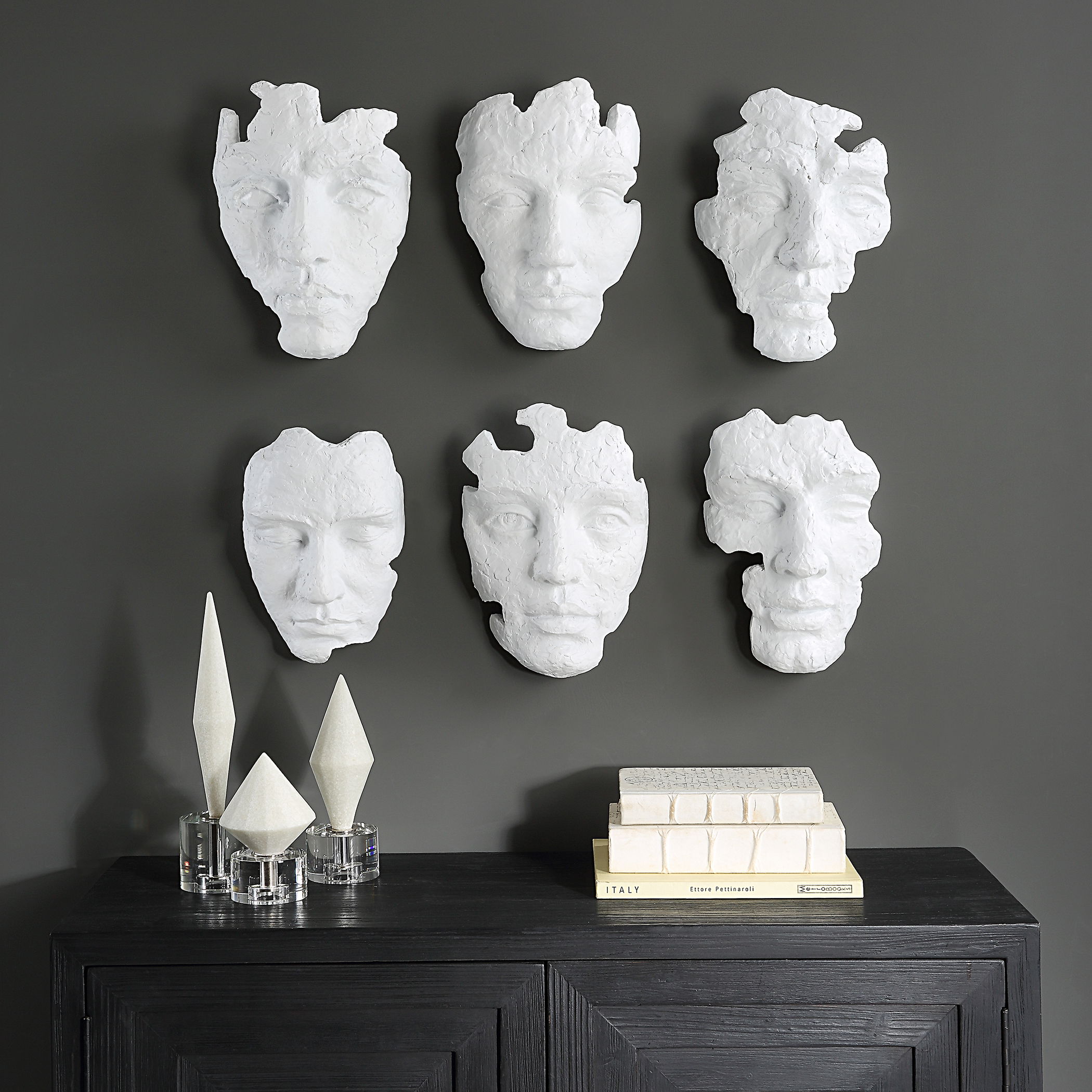 Self-Portrait White Mask Wall Decor, Set/6 large image 