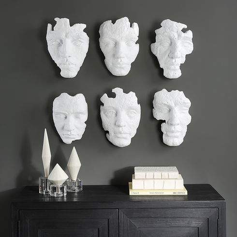Self-Portrait White Mask Wall Decor, Set/6