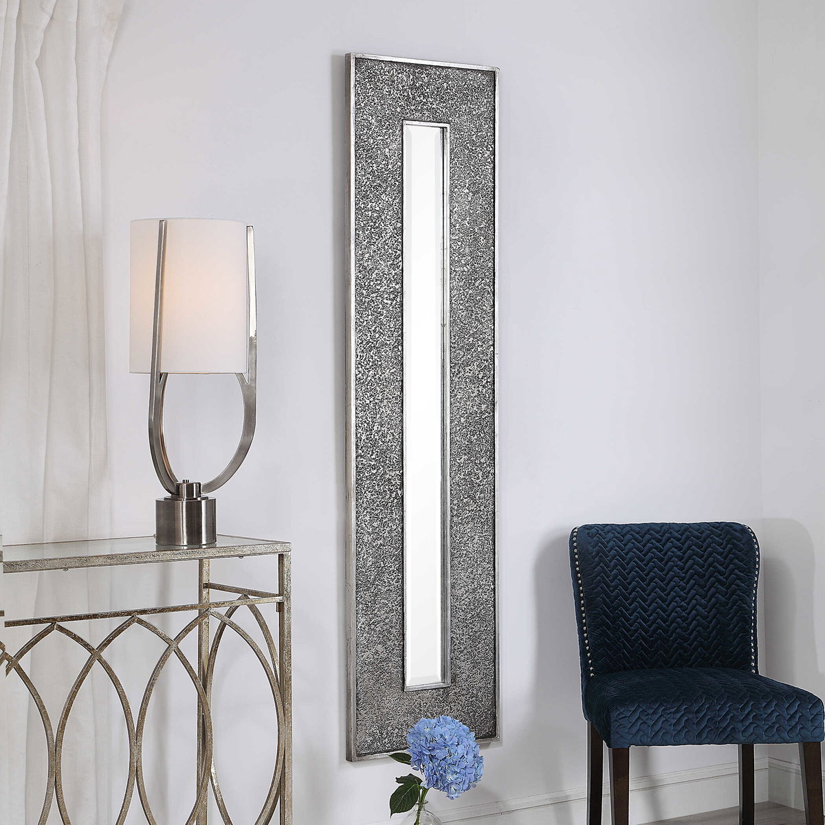 Bannon Tall Metallic Mirror, by Uttermost, 1'6.88" width x 6'1" height x 1.25" depth View 5