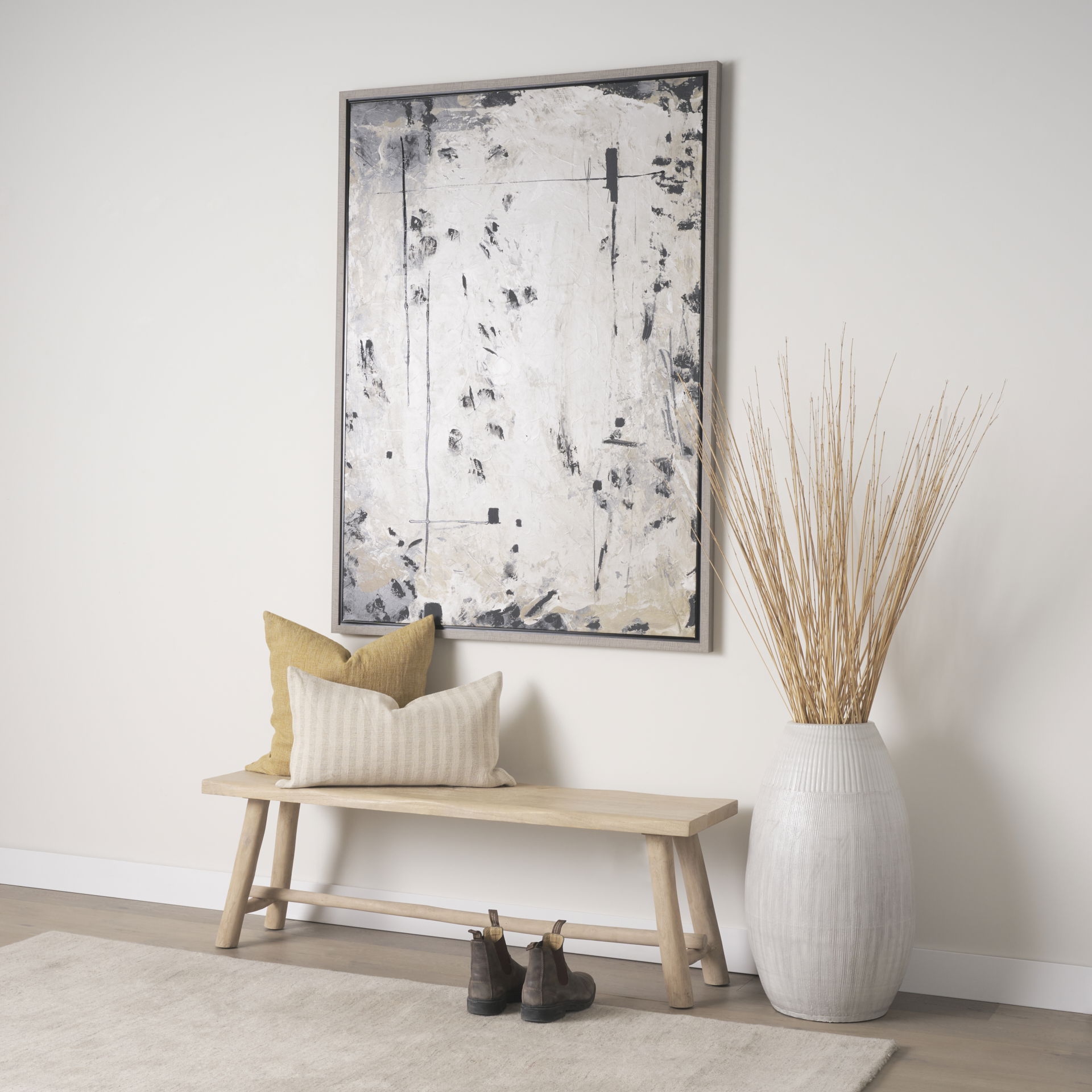 Sekou Light Brown Wooden Craftsman Bench, Benche by Mercana, 56" length x 16" width x 19" height View 2