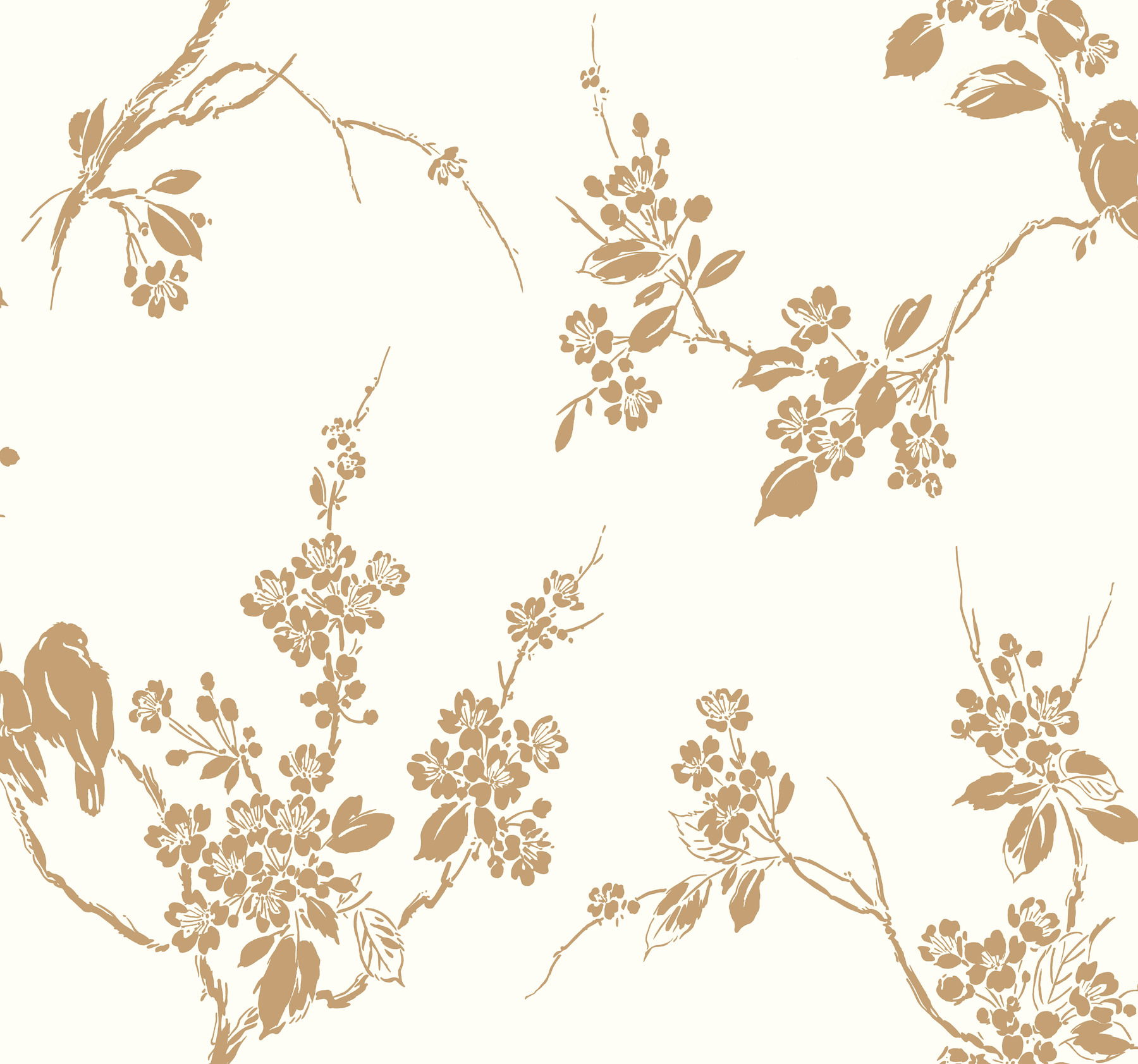 Imperial Blossoms Branch Gold Metallic Wallpaper large image 