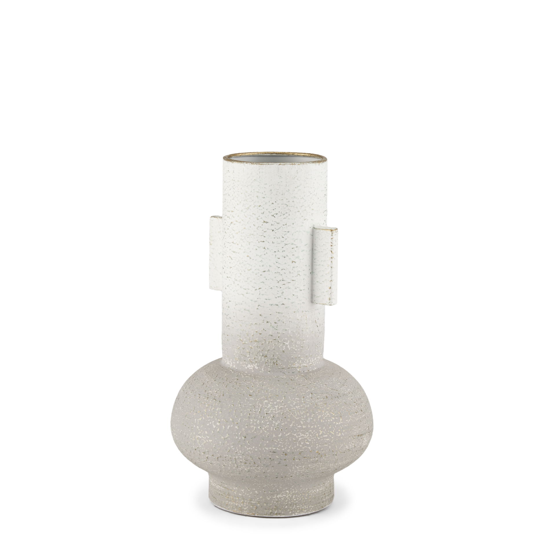 Torres Small Textured Off White with Gold Metal Vase large image 