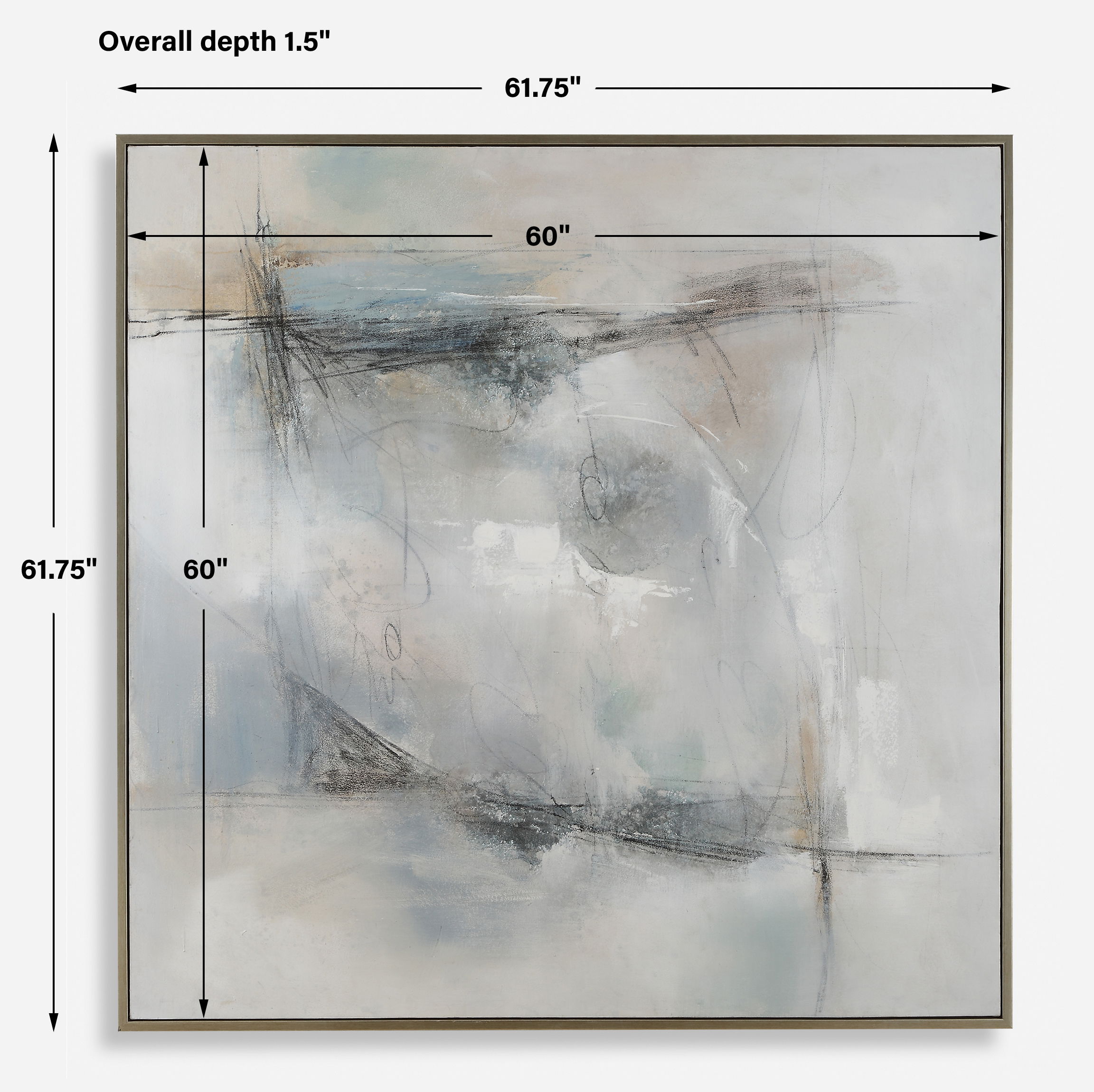 Contort Hand Painted Abstract Art, Painting by Uttermost, 61.75" width x 61.75" height x 1.5" depth View 3