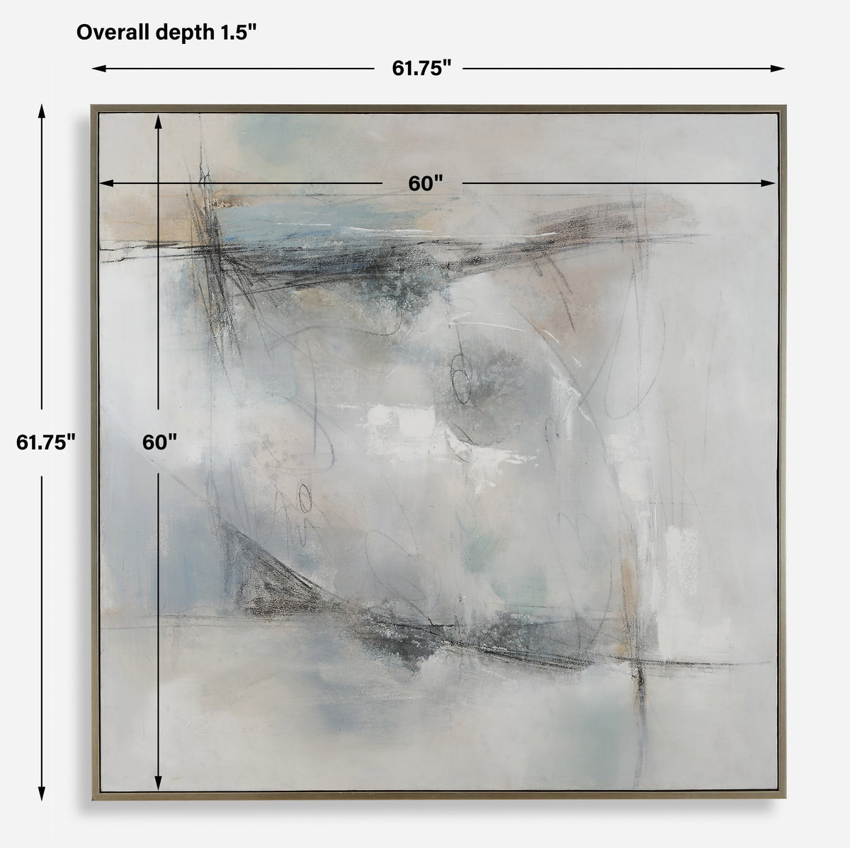 Contort Hand Painted Abstract Art, by Uttermost, 61.75" width x 61.75" height x 1.5" depth View 3