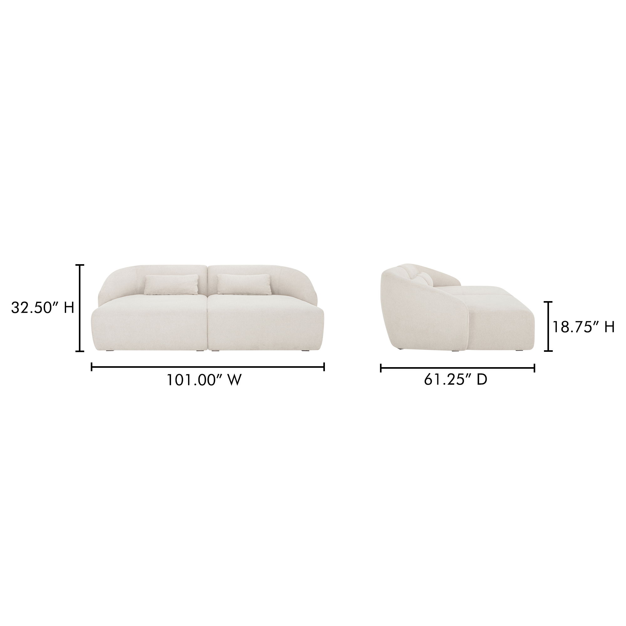 Amelia Double Chaise Modular Sectional Warm White large image 