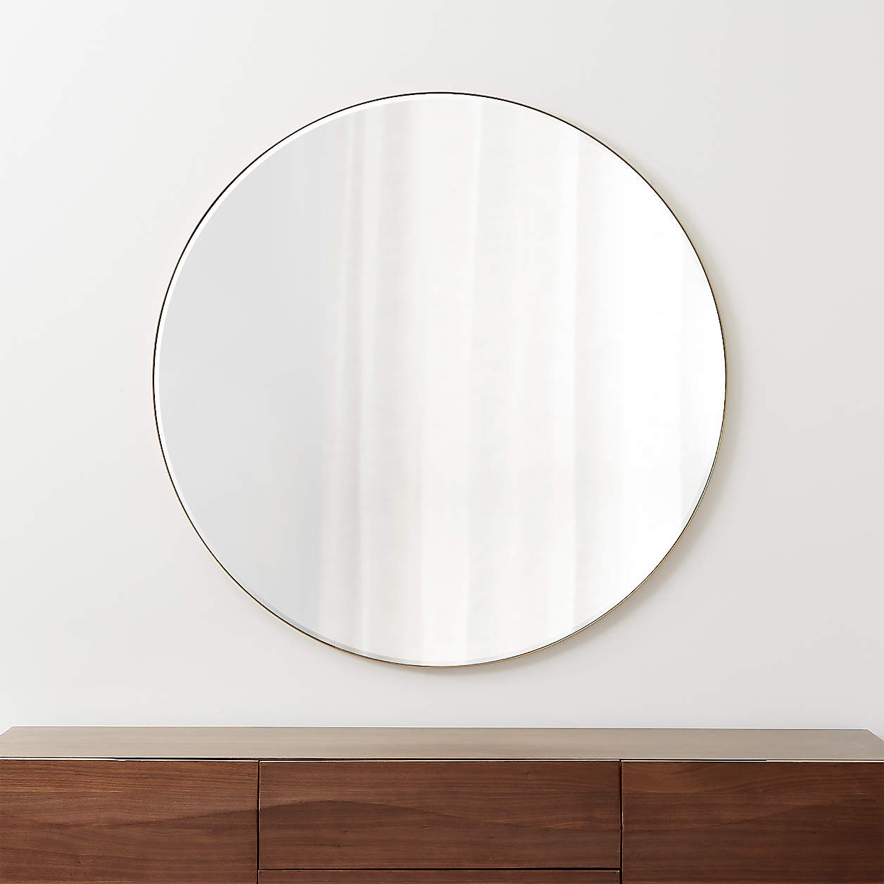 Online Designer Hallway/Entry Edge Brass Round Wall Mirror 48"