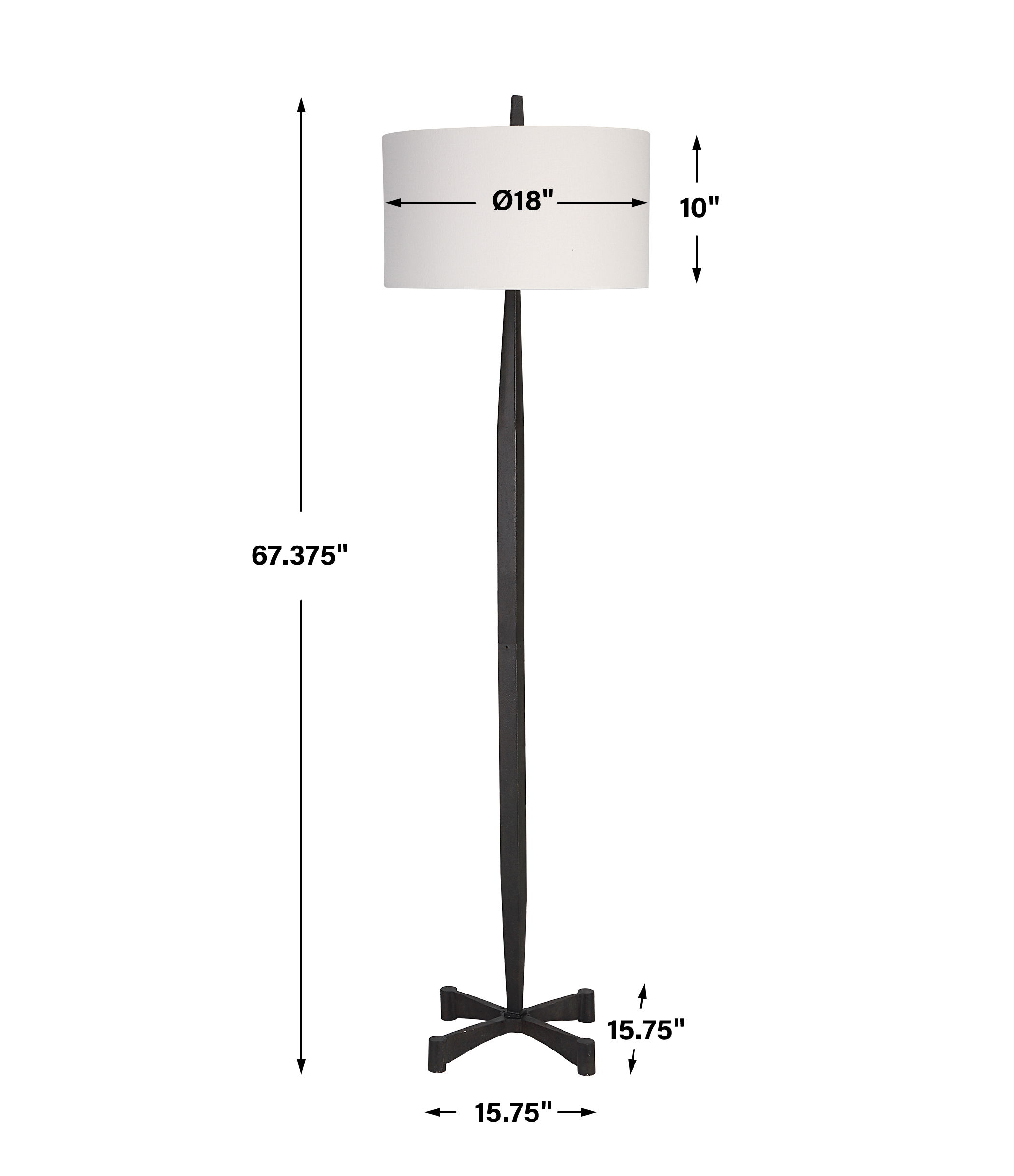 Counteract Rust Metal Floor Lamp, by Uttermost, 18" width x 67.5" height x 18" depth View 3