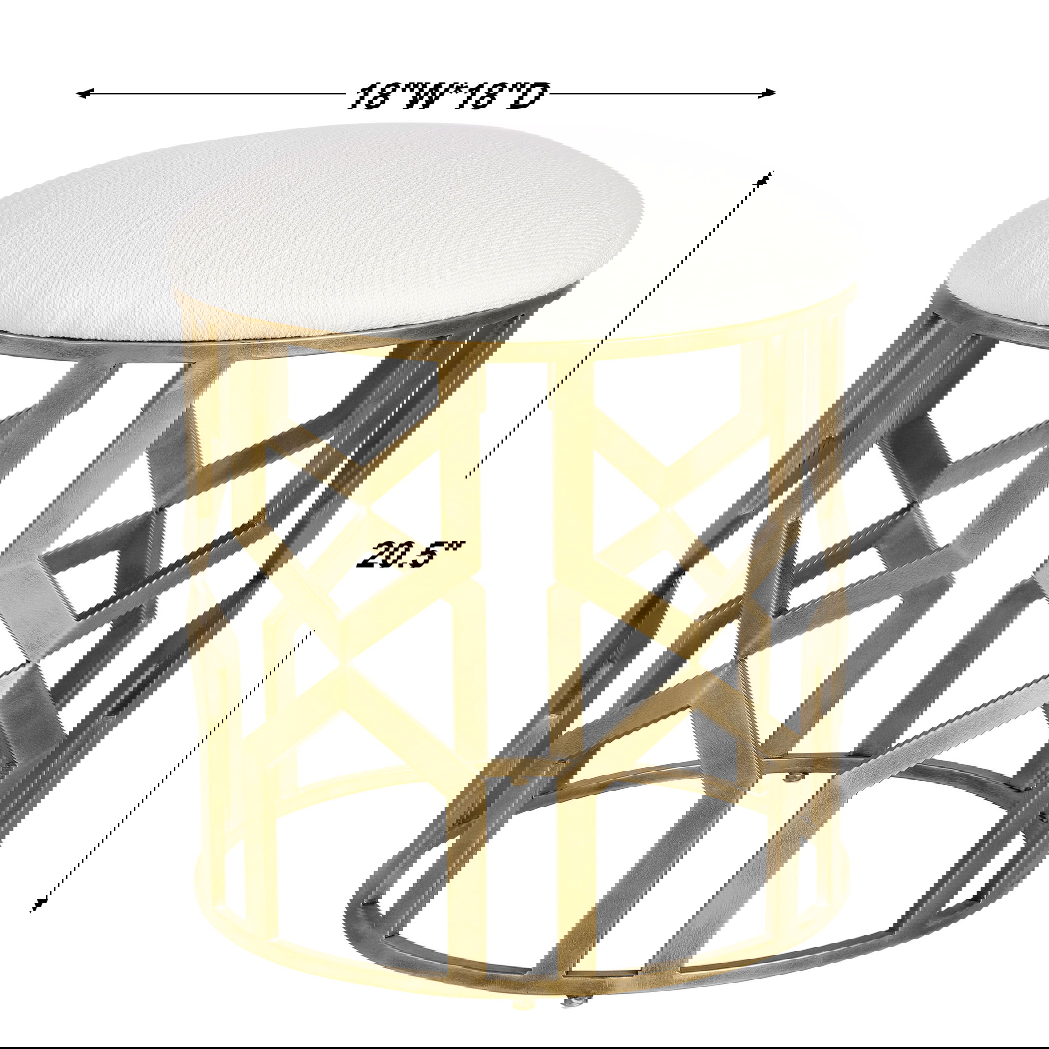 Trellis Geometric Accent Stool, Furniture by Uttermost, 18" width x 20.5" height x 18" depth View 3