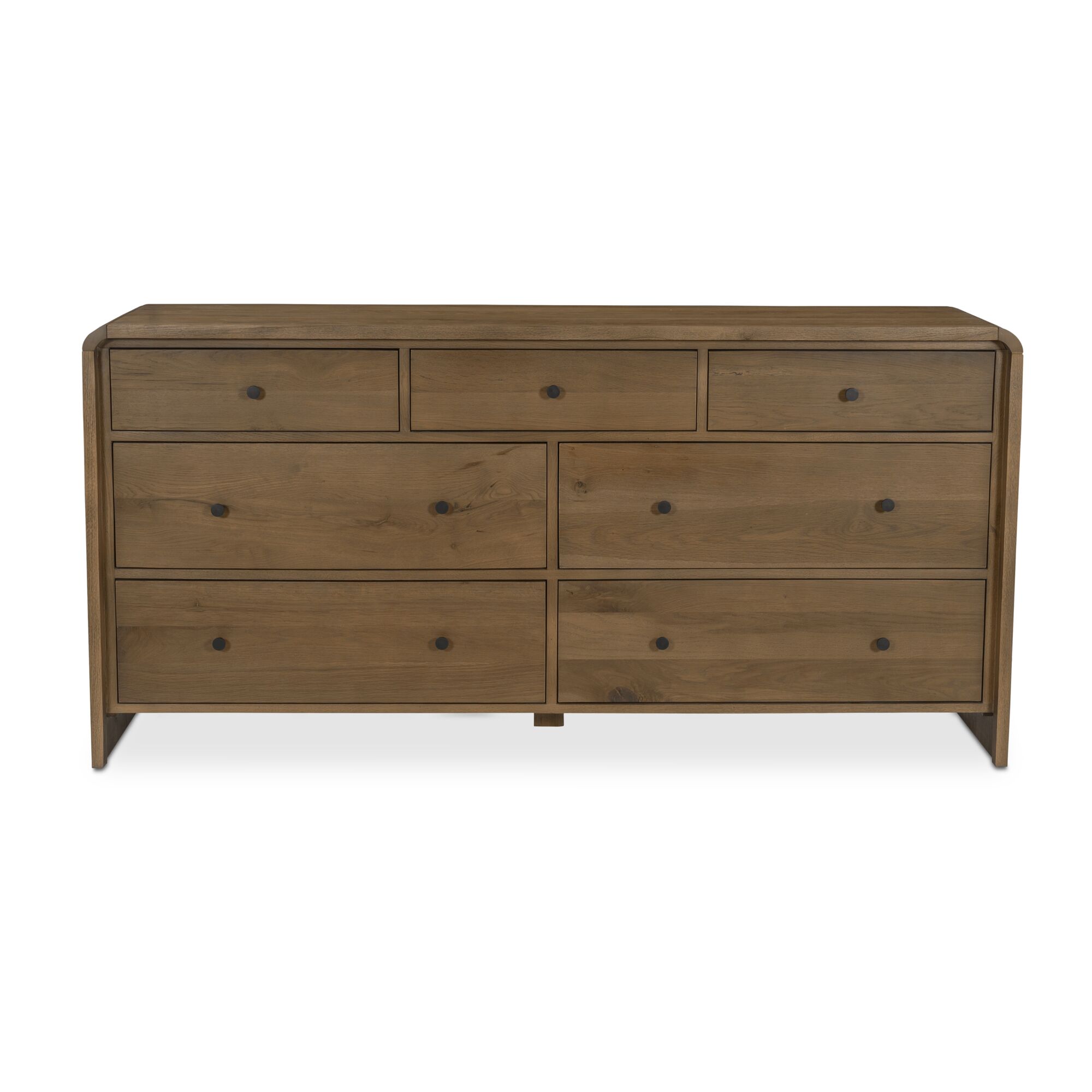 Riley 7 Drawer Dresser Oak, by Moe's Home, 70" width x 34" height x 19" depth View 1
