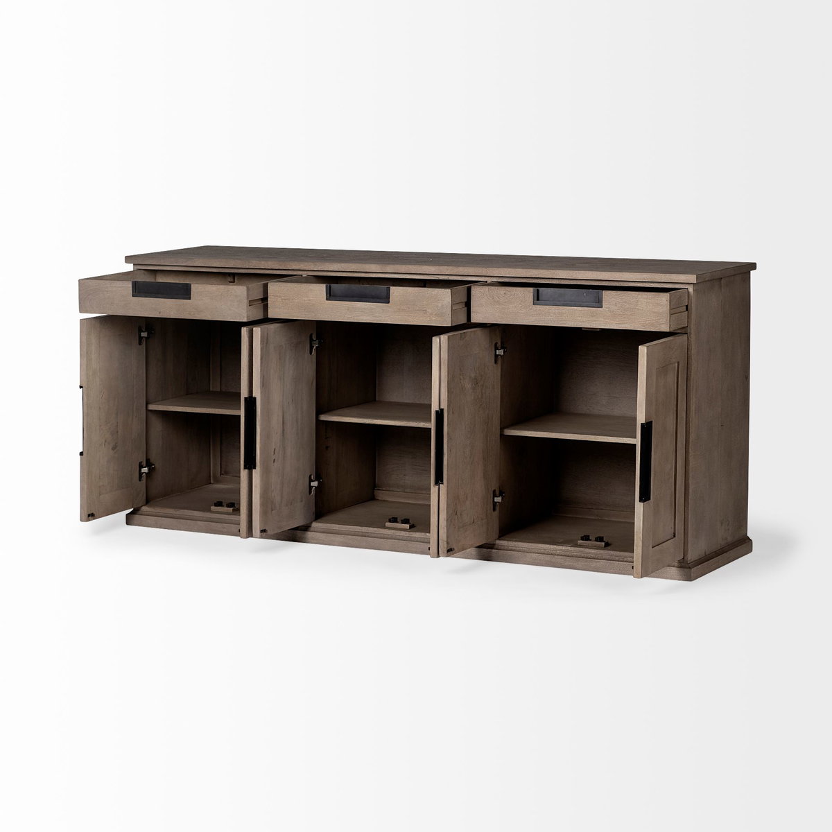 Braxton III 81.5x18.5 Natural Brown Solid Wood 3 Drawer 6 Door Sideboard, Sideboards & Buffet by Mercana, 81.5" length x 18.5" width x 36" height View 6