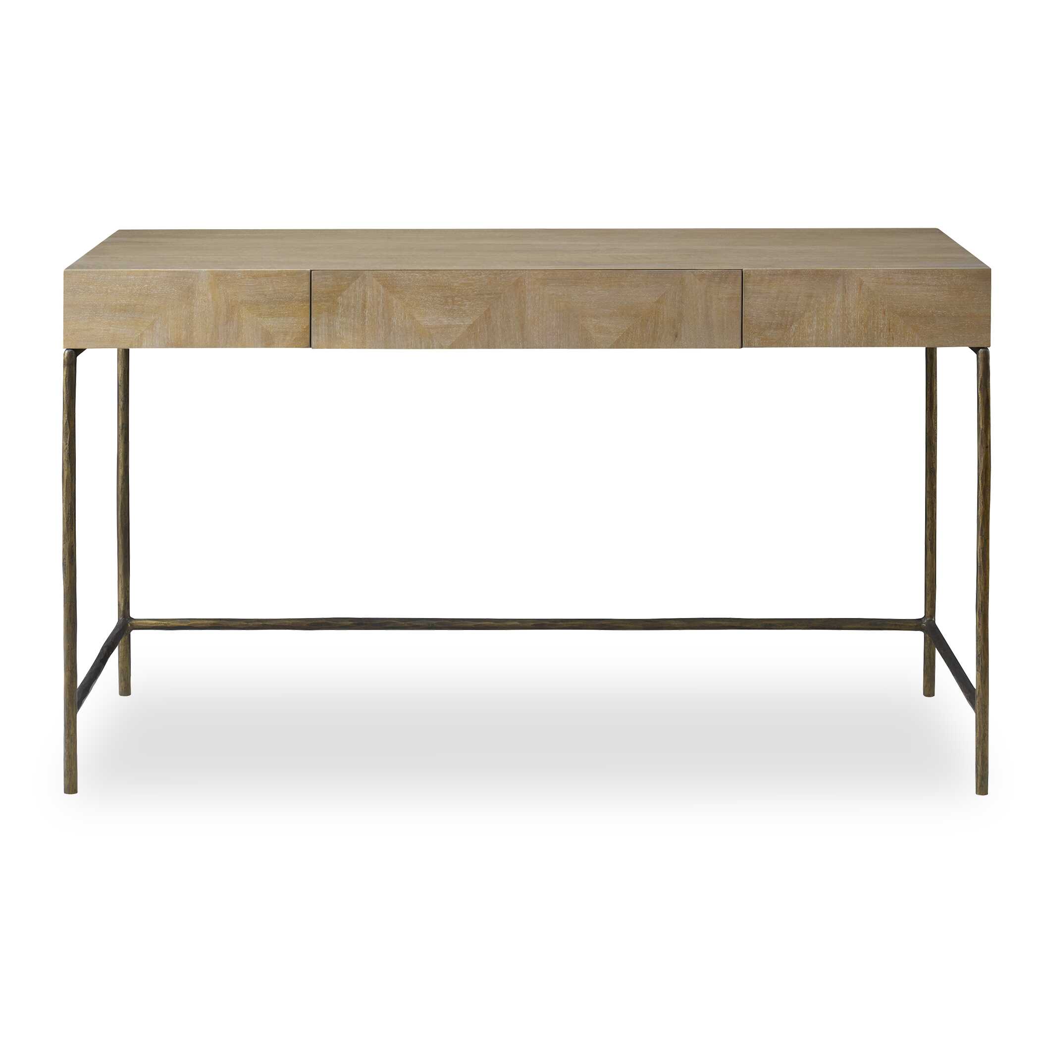Aristotle Natural Wood Modern Desk, Furniture by Uttermost, 52" width x 30" height x 20" depth View 1