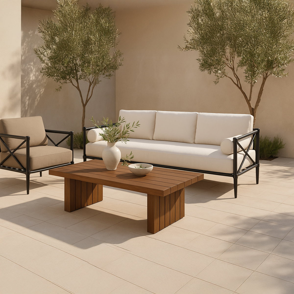 Willow Outdoor Sofa Cream, by Moe's Home, 6'8" width x 2'10" height x 2'8" depth View 7