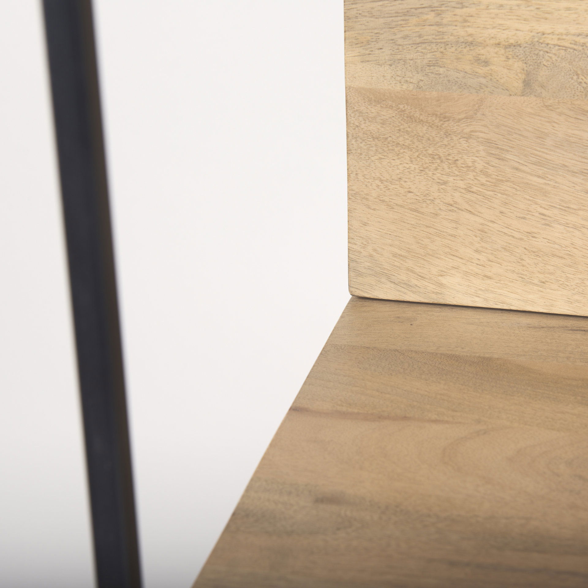 Morris 19.75 L x 15.0W x 72.5H Beige Wood with Black Metal Frame 4-Tier Shelving Unit, Shelving & Bookcase by Mercana, 19.75" length x 15" width x 72.5" height View 10