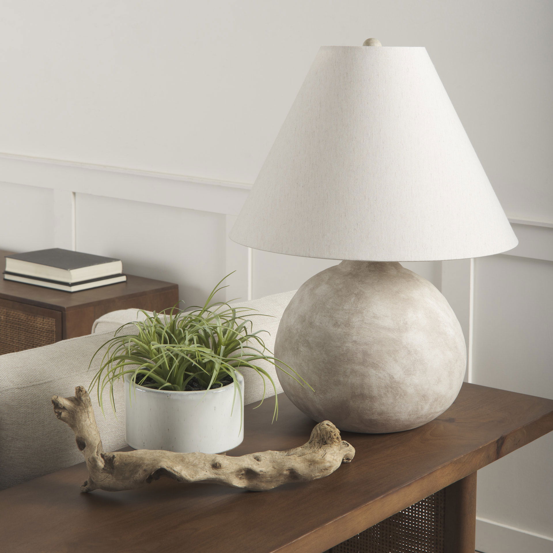 Mehdi Cream Ceramic Table Lamp, by Mercana, 18" length x 18" width x 25.3" height View 2