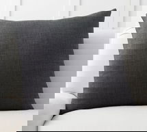 Online Designer Bedroom Belgian Linen Pillow & Down Feather Insert Bundle, 24", Ebony