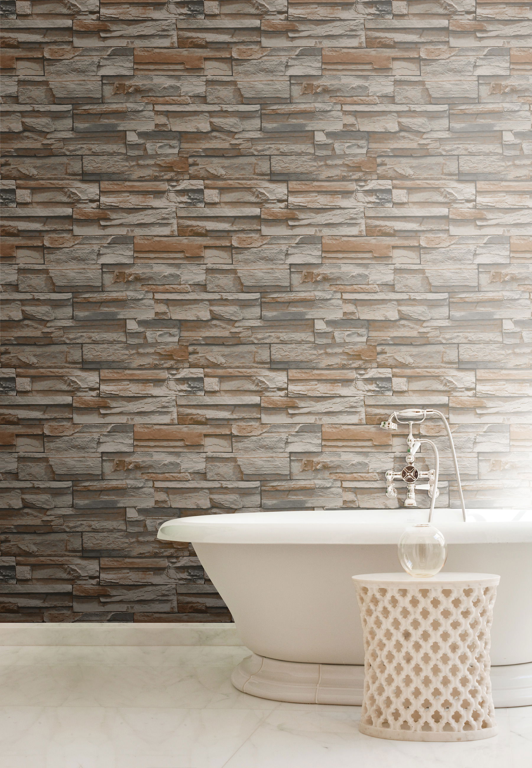 Flat Stone Brown & Grey Wallpaper large image 
