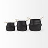 Ella 9.8L x 9.8W x 11.0H (Set of 3) Black Seagrass Basket with Light Brown Handles, Bins & Basket by Mercana, 13.78" length x 13.78" width x 15.75" height thumbnail 2